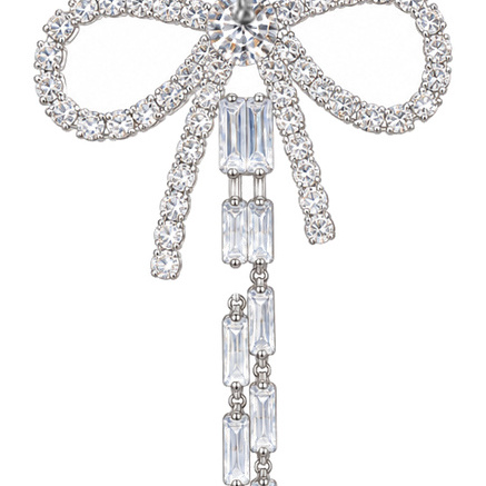 Ribbon Bow — Silver Tone: cropped detail 1 of the ornament from the supplied photograph; U-shaped clip excluded