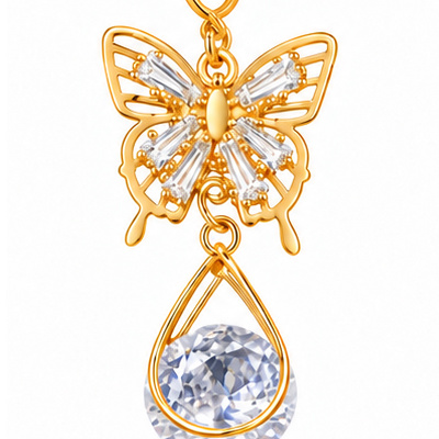 Butterfly Drop — Gold Tone: cropped detail 1 of the ornament from the supplied photograph; U-shaped clip excluded