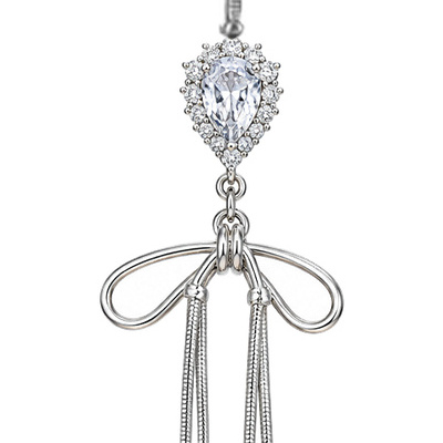 Ribbon Thread — Silver Tone: cropped detail 1 of the ornament from the supplied photograph; U-shaped clip excluded
