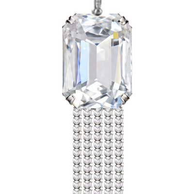 Rectangular Rain — Silver Tone: cropped detail 1 of the ornament from the supplied photograph; U-shaped clip excluded
